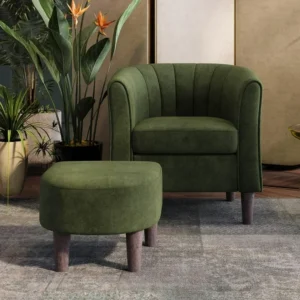 Blossom Velvet Bucket Chair with Footrest