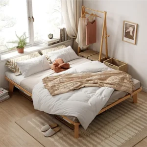 14-Inch Full Platform Bed Base – Solid Wood Mattress Foundation