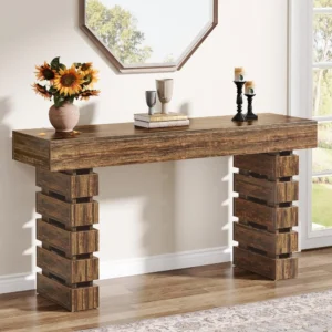 63-Inch Farmhouse Console Table with Hollow Frame